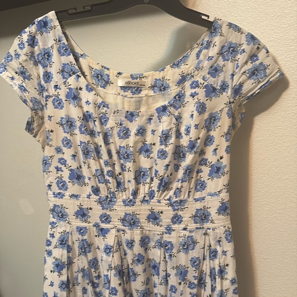 eShakti women's 100% cotton flower dress size 10 smocked back waist pockets - Picture 2 of 11